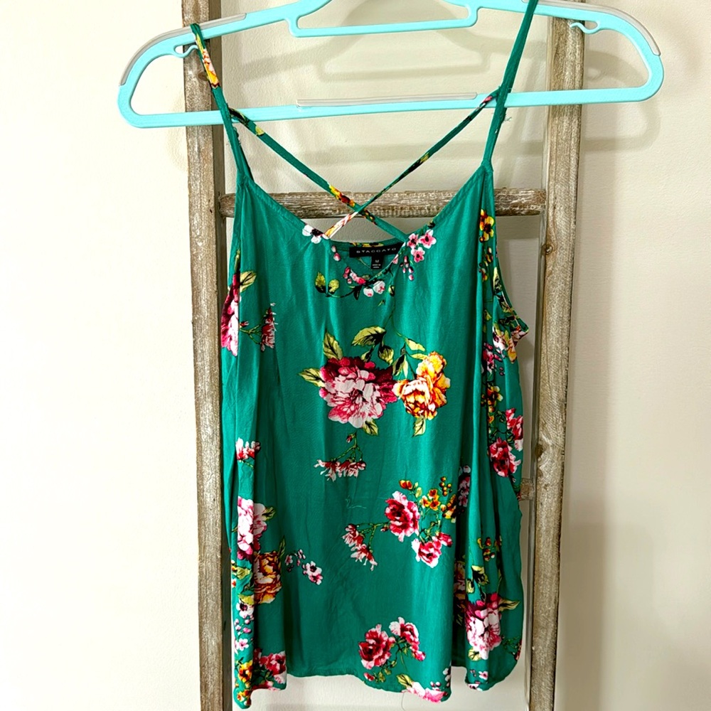 Floral Tank with cross straps in front